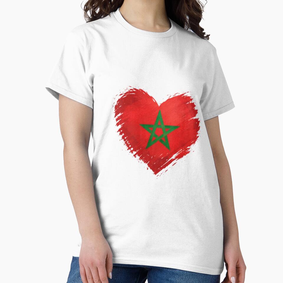 Morocco Heart Flag T-Shirt | FIFA 2026 Moroccan Soccer Fan Tee by YASboutik