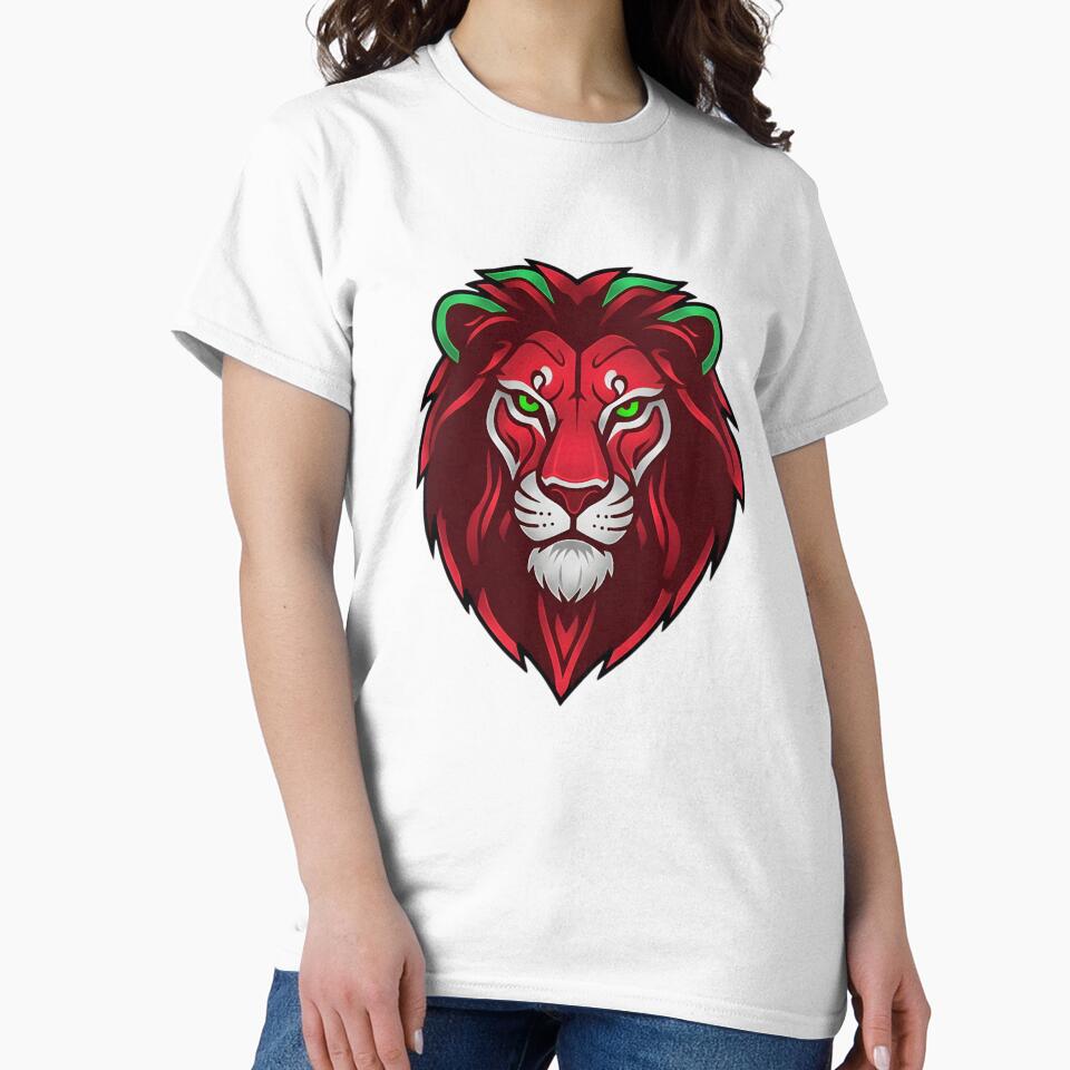 Minimalist Atlas Lion  | Moroccan Flag Colors Emblem | Dima Maghrib Sports Gear by ArtiseGraphics