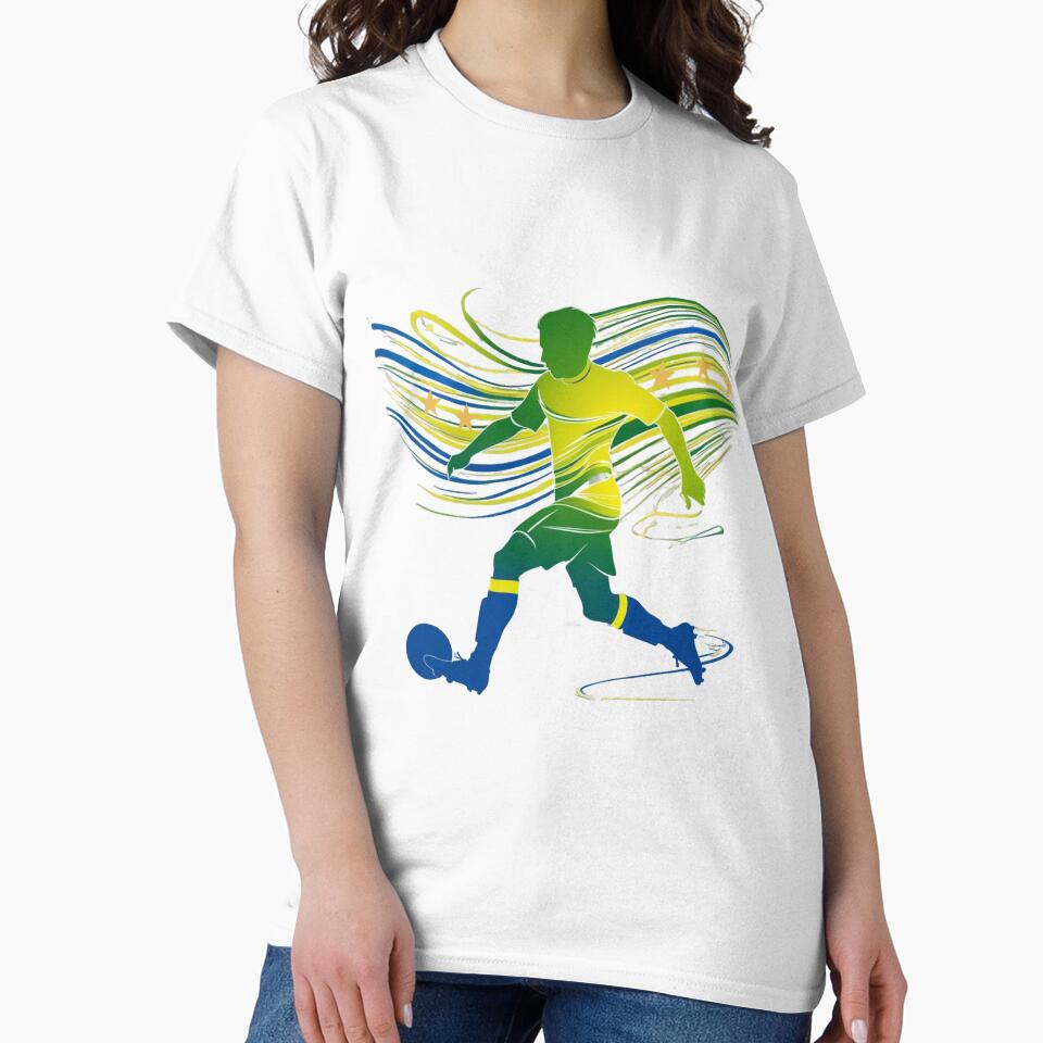 Dynamic Brazil Soccer Player Silhouette Five Stars by PMTaurus