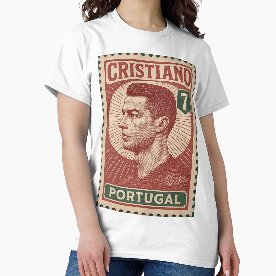 Vintage Portuguese Football Legend No.7 Poster, sticker – Retro Soccer Icon Art for Fans of Manchester, Madrid & Juventus by PharaonicArtist