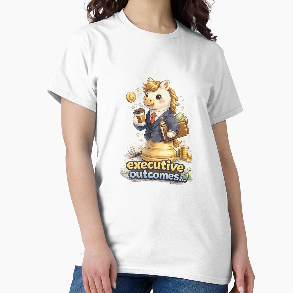 Executive Outcomes Kawaii Chess Art – Funny CEO Horse Chess Piece Business Cartoon Illustration by Paws-nd-Prints