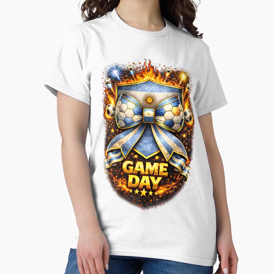 Argentina Soccer Bow Game Day Fire Crest Graphic by MuniraWearify