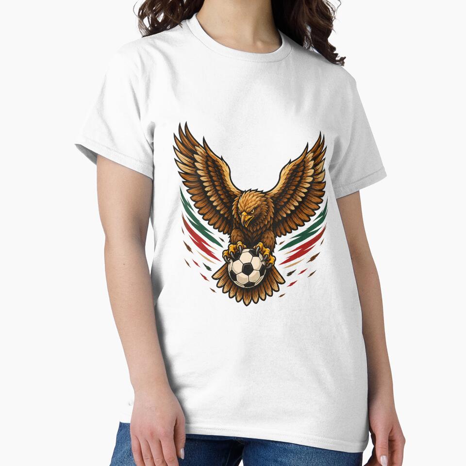 Mexico Eagle Soccer T-Shirt | Golden Eagle Football Design by wizooo411