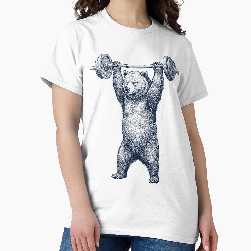Vintage Bear Weightlifting Deadlift Gym Animal Lover by DoodleTortle