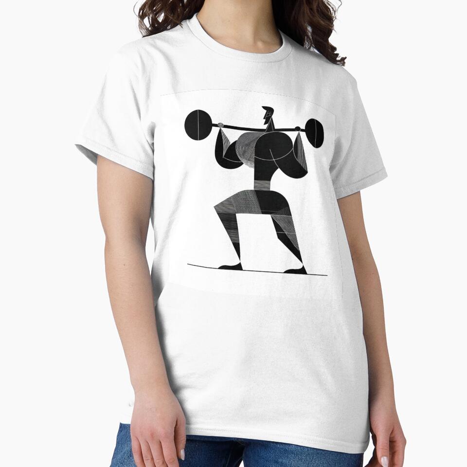 Bold Geometric Powerlifter Squat | Black and White Gym Art by TypoArtPrints