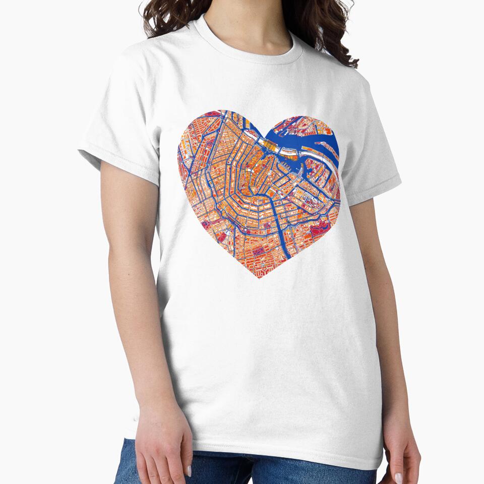Amsterdam Oranje Heart Map light – Dutch Football City Art by BottleGnome