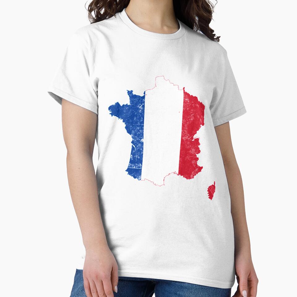 France Flag Map tshirt distressed vintage by farhanhafeez