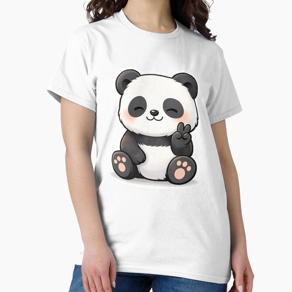 Cute Panda Peace Sign – Kawaii Panda Cartoon Sticker | Adorable Animal Aesthetic Art by snaperos
