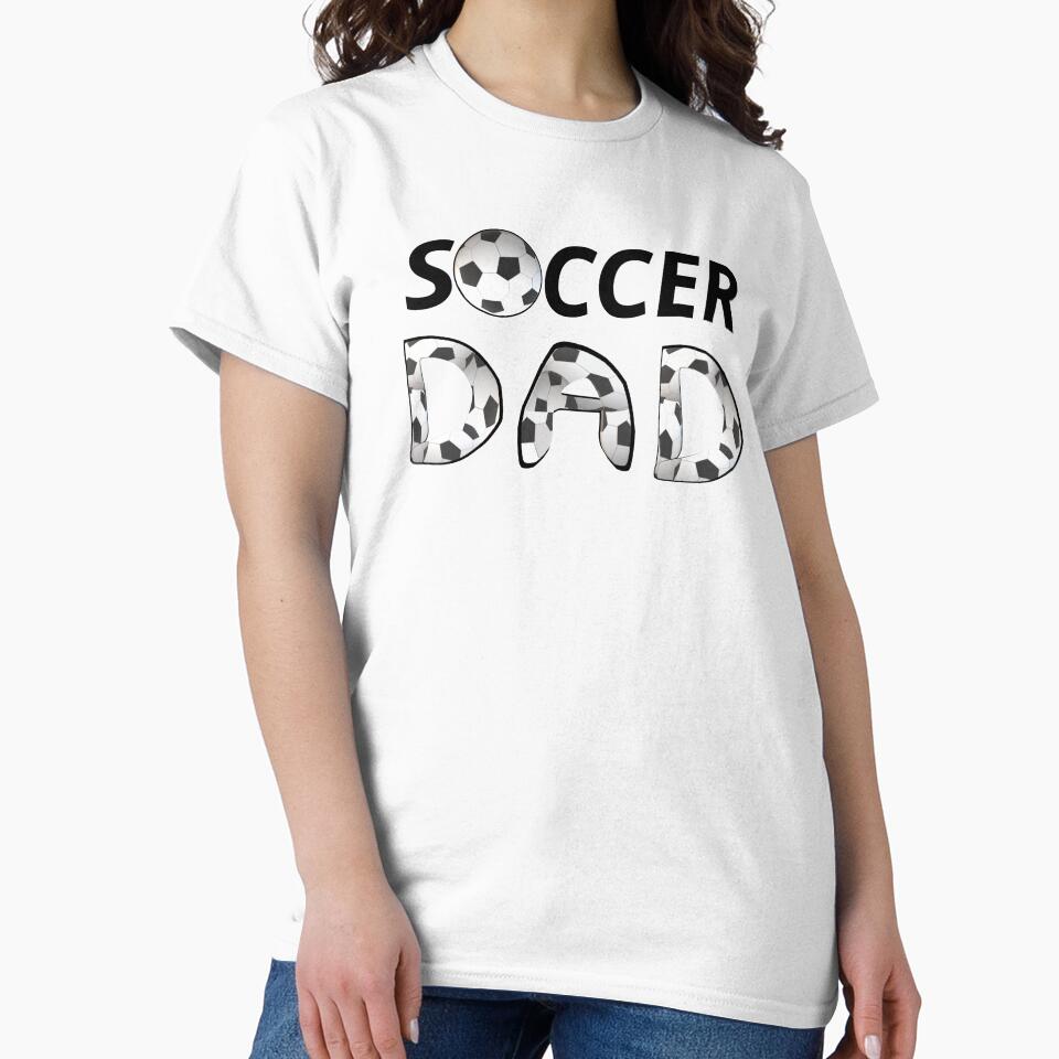 Soccer Dad. Soccer Ball and Black and White Soccer Patterned Letters. (White Background) by ArtByLM