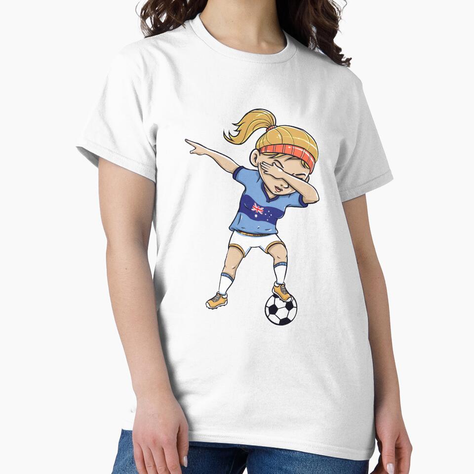 Dabbing Soccer Player Funny Australia Fan design girl by Pummli