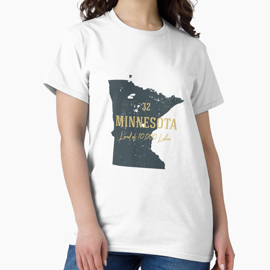 American State Map Minnesota Land Of 10000 Lakes Classic T Shirt Hoodie, Sweatshirt | PureTeeCo.com