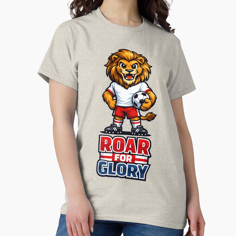 England Lion Soccer Mascot – Roar for Glory Football Fan T-Shirt & Sticker by  Artistry in Motion by MADsrecreation