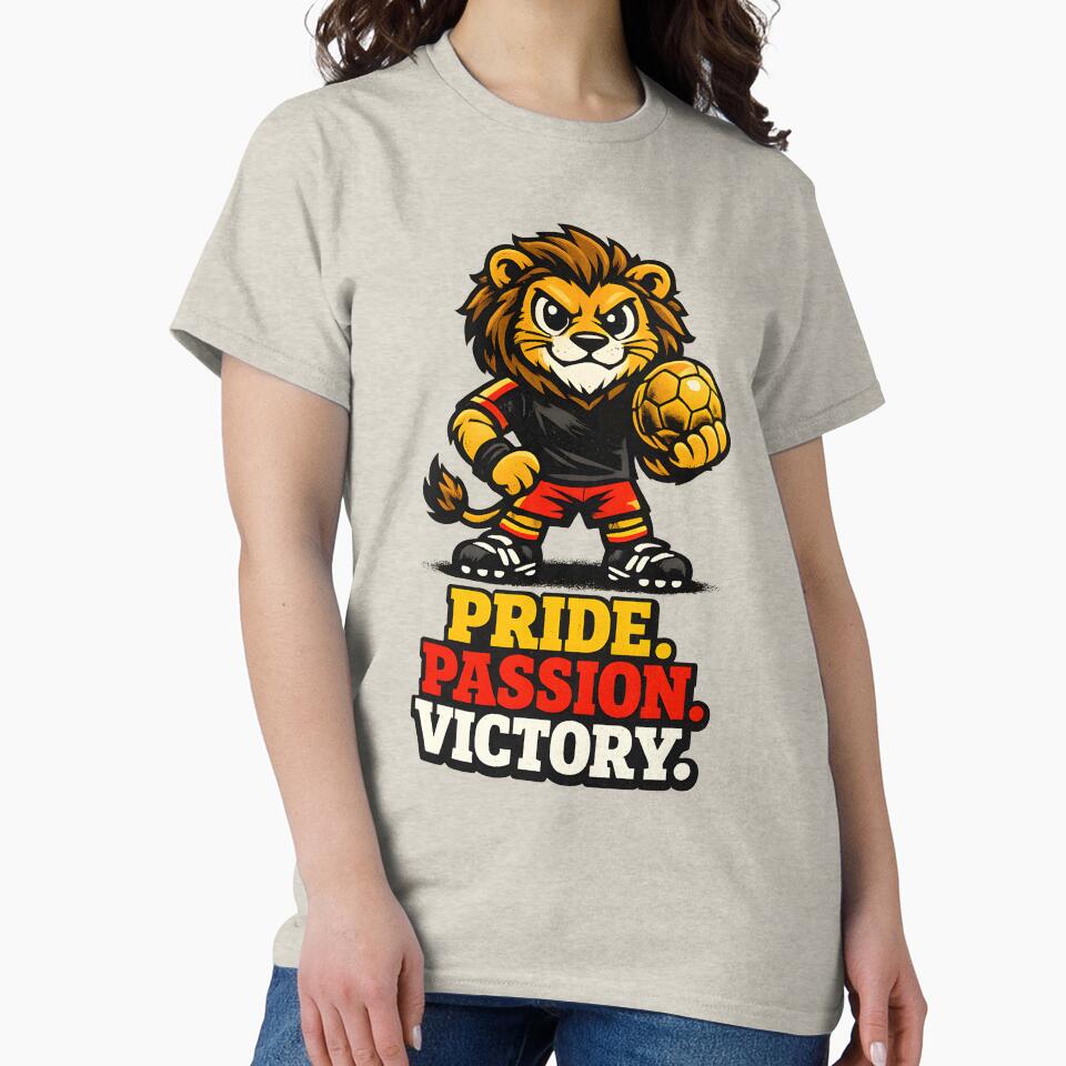 Cute Belgium Lion Football Mascot – Pride. Passion. Victory. Soccer Supporter Sticker, T-Shirt & Vector Design by  Artistry in Motion by MADsrecreation