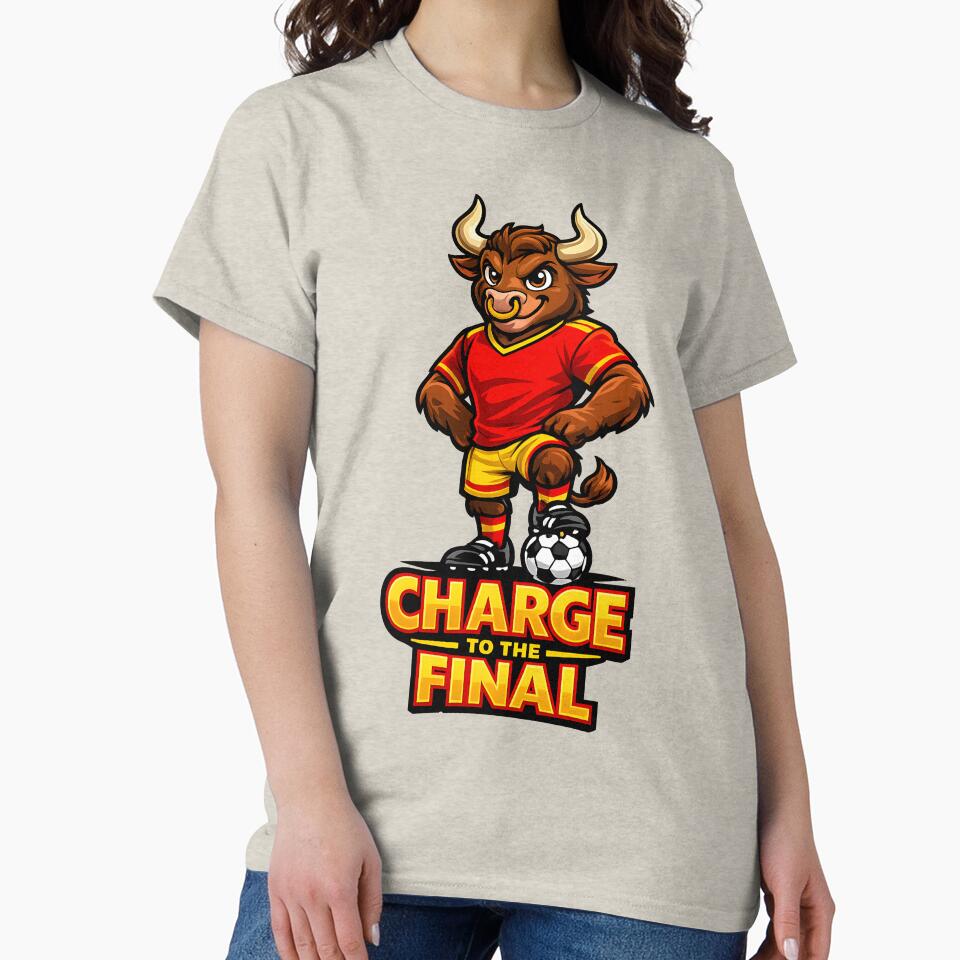 Spain Bull Soccer Mascot – Charge to the Final Football Fan T-Shirt & Sticker by  Artistry in Motion by MADsrecreation