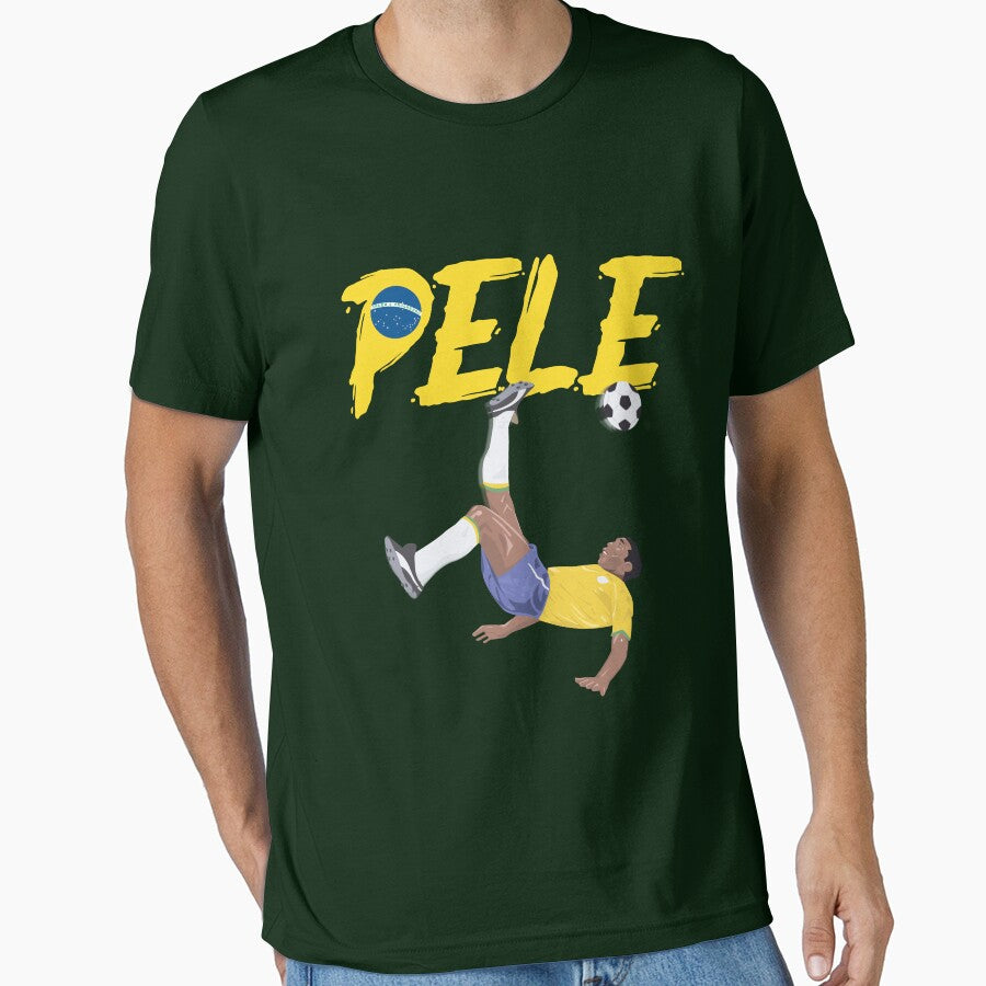Bicycle Kick - Pele - SOCCER FOOTBALL - BRAZIL GLOBE FLAG YELLOW TEXT version 2 by AMGraphicStudio