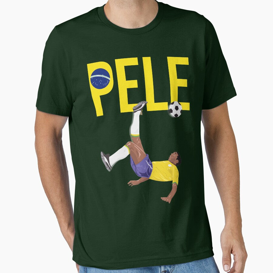 Bicycle Kick - Pele - SOCCER FOOTBALL - BRAZIL GLOBE FLAG YELLOW TEXT by AMGraphicStudio