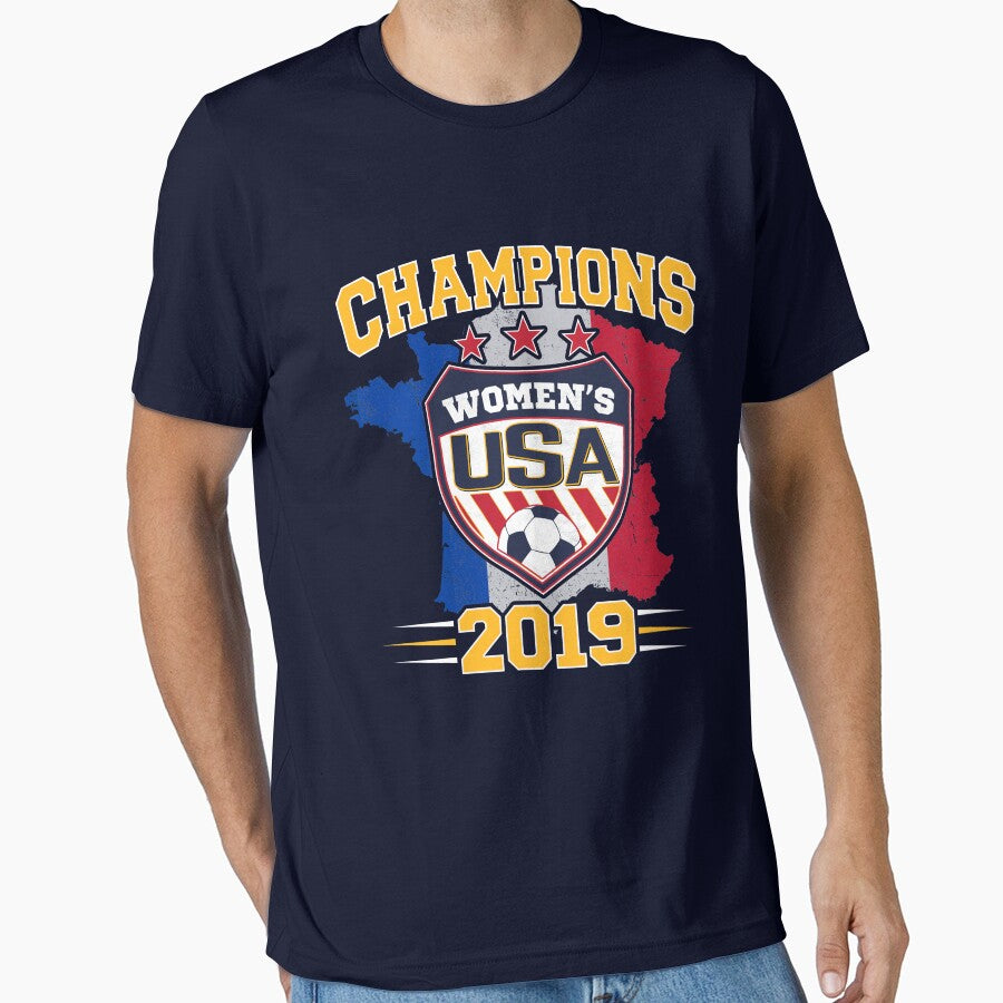 USA World Champions 2019 Women's Soccer Design - France Map on the back by fermo