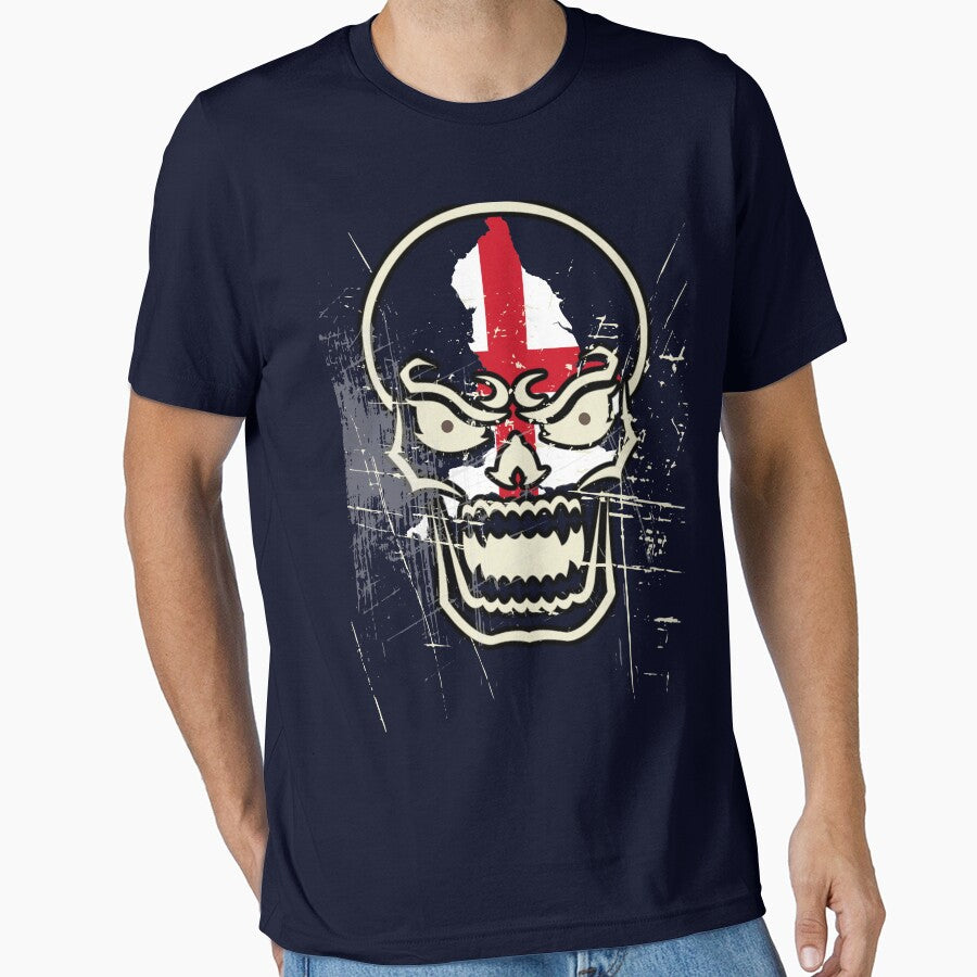 St George Cross Skull – England Flag Gothic Rebel Design by SKULLARTISTRY