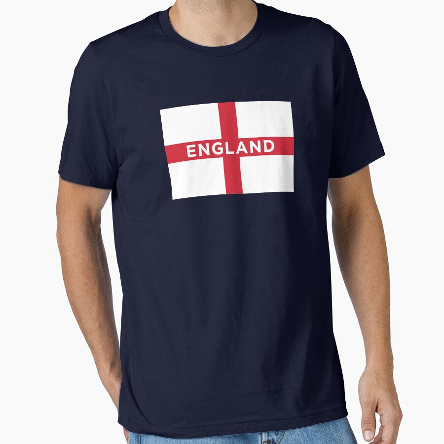 England Flag With Text (On Blue) by STUDIO-72