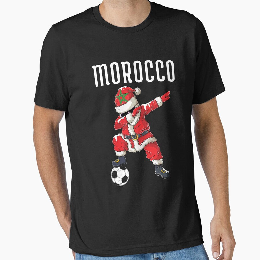 Dabbing Santa with Moroccan Flag Gift Soccer Team For Morocco Fans- Christmas by ollalla