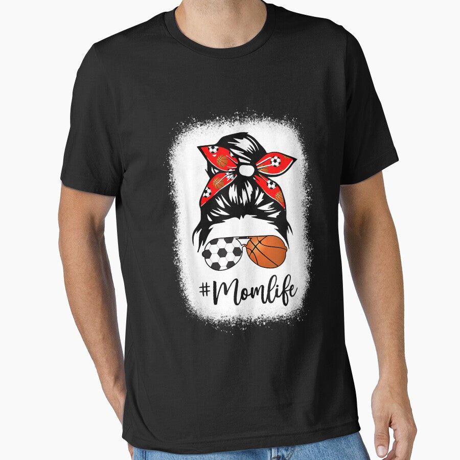 Bleached Mom Life Soccer Skull Messy Bun Basketball Mother's by Mitzi12312