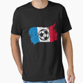 Vintage French National Flag & Soccer Ball Design Cool Gift For France Lovers Tourists Souvenir Cool National French Football Fans Gift by FunnySunny T-Shirts