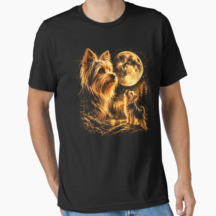 Yorkie Howling to The Moon Vintage 90s Retro Yorkie Graphic by will freed18
