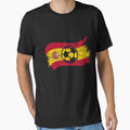 Vintage Spanish National Flag & Soccer Ball Design Cool Gift For Spain Lovers Tourists Souvenir Cool National Spanish Football Fans Gift by FunnySunny T-Shirts
