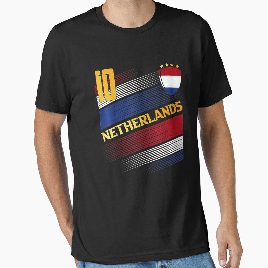Netherlands Soccer Dutch Flag Football Retro 10 Jersey T-Shirt by Blue-Rechard