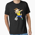 GOAT Dabbing Soccer Player Brazil Style – Funny Football Cartoon Art for True Fans by BrainBubbleArt