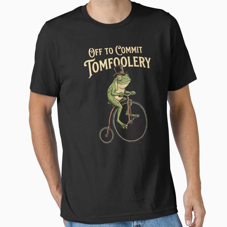 Off To Commit Tomfoolery Funny Cottagecore Frog by krystalRomanart