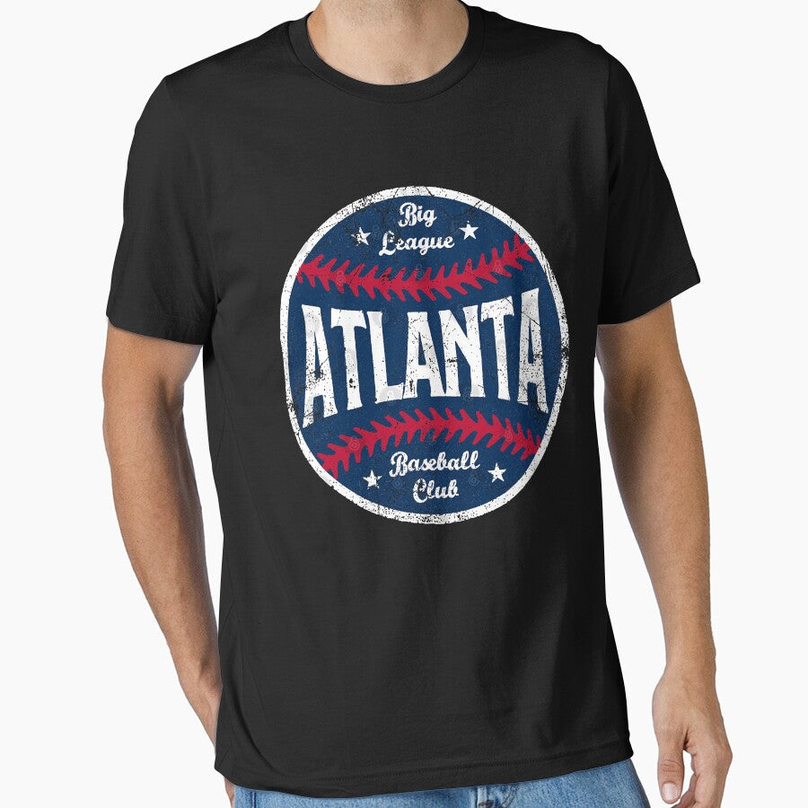 Atlanta Retro Big League Baseball White Essential T-Shirt Hoodie, Sweatshirt | PureTeeCo.com