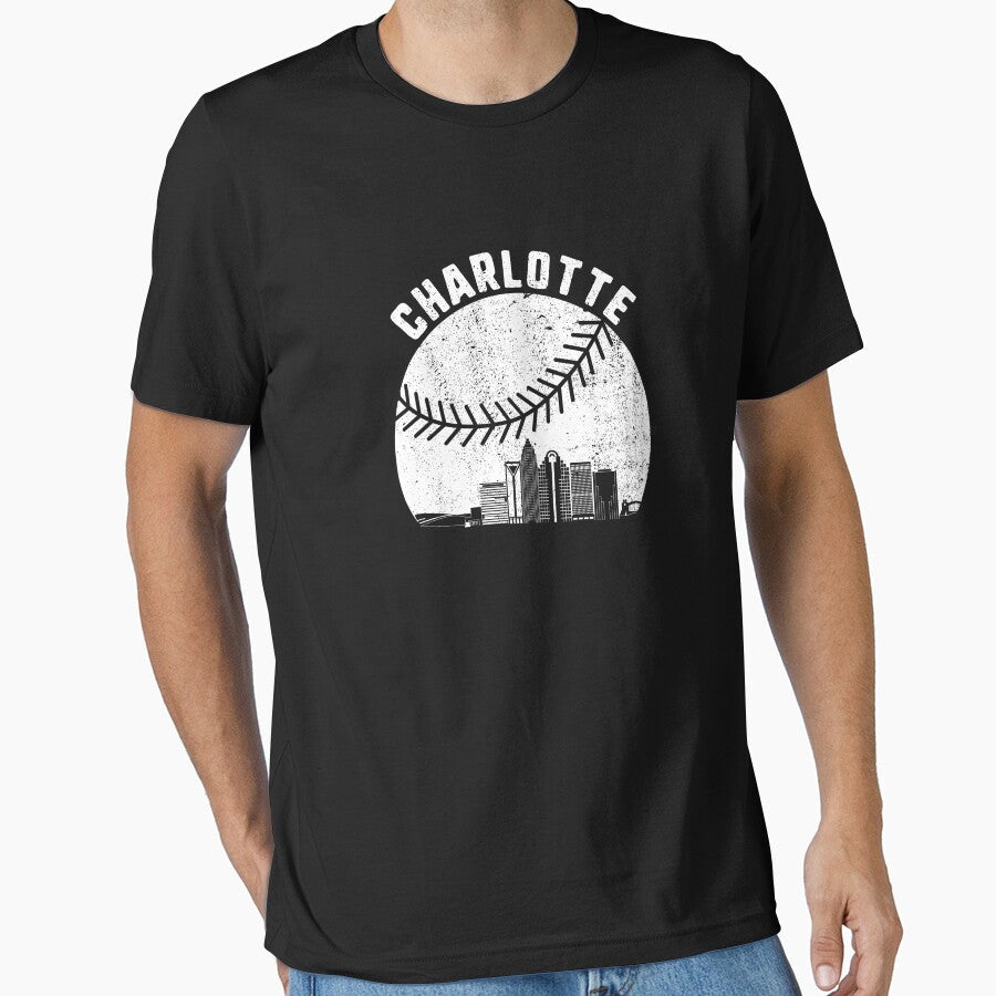 Charlotte Skyline Baseball Fan Vintage Charlotte NC Baseball Gear Essential T-Shirt Hoodie, Sweatshirt | PureTeeCo.com