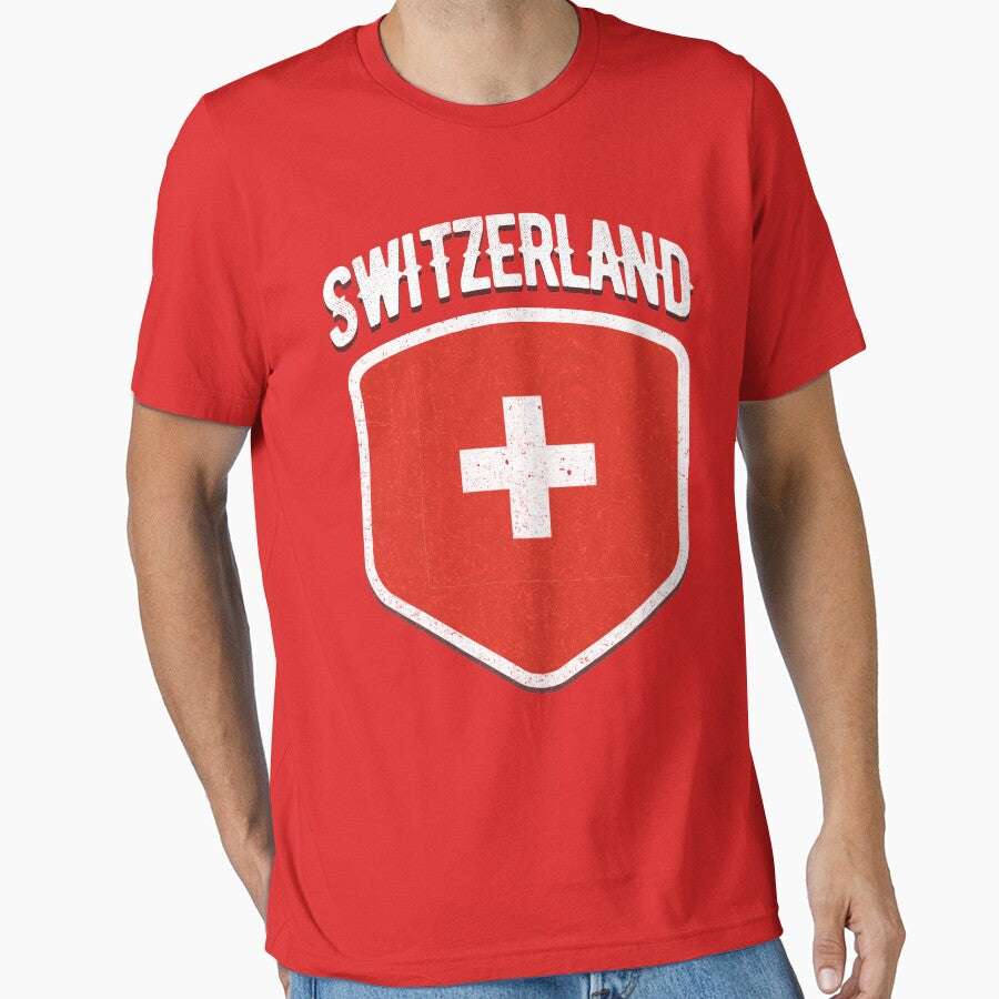 Switzerland World Flag Football T Shirt Soccer Jersey Cup T-Shirt by screenworks