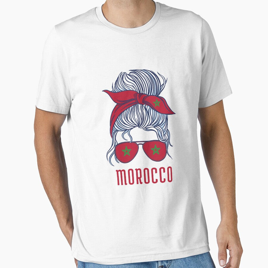 Morocco Flag Messy Bun Hair Gift For Morocco Soccer Team Fans Moroccan Mom Woman Girl by ollalla