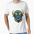 angry bull head in yellow and dark blue colors Essential T-Shirt Hoodie, Sweatshirt | PureTeeCo.com