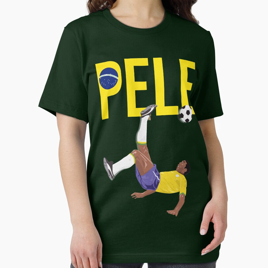 Bicycle Kick - Pele - SOCCER FOOTBALL - BRAZIL GLOBE FLAG YELLOW TEXT by AMGraphicStudio