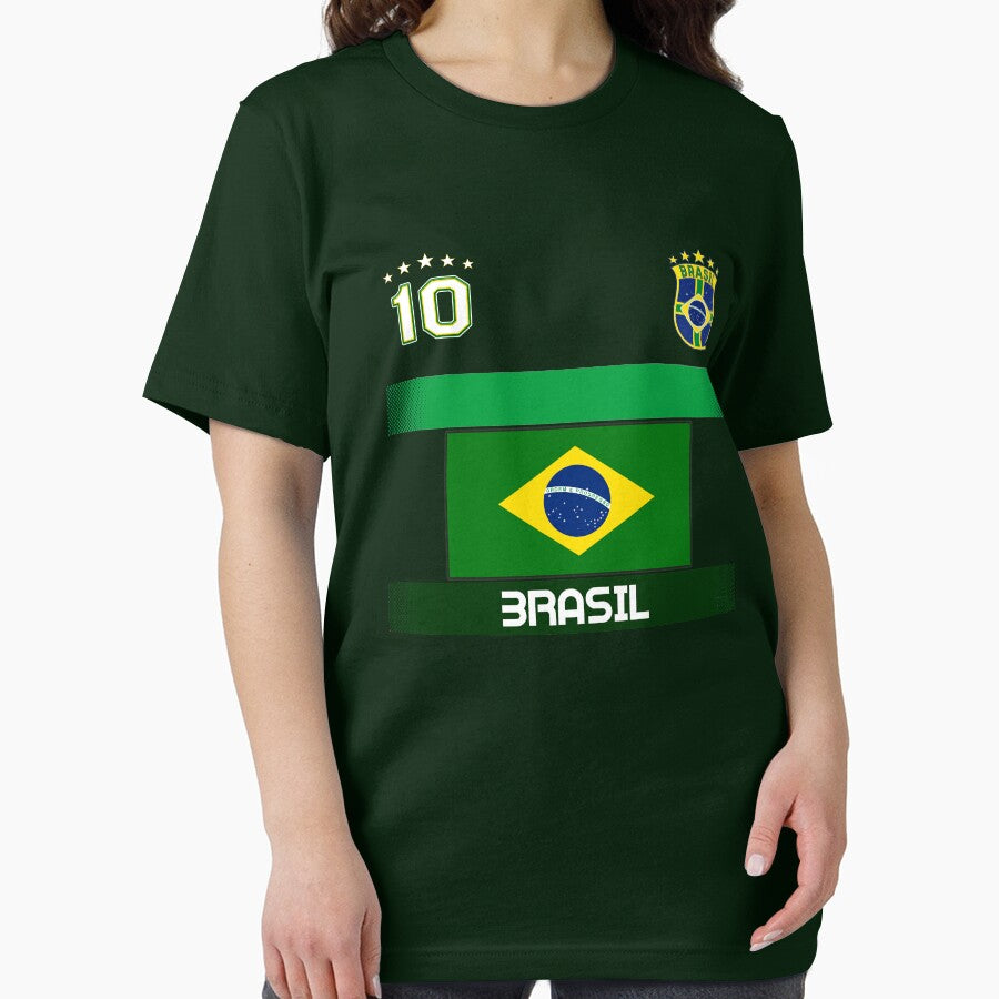 Brazil Soccer Shirt with Flag, Shield and Number 10 by fermo