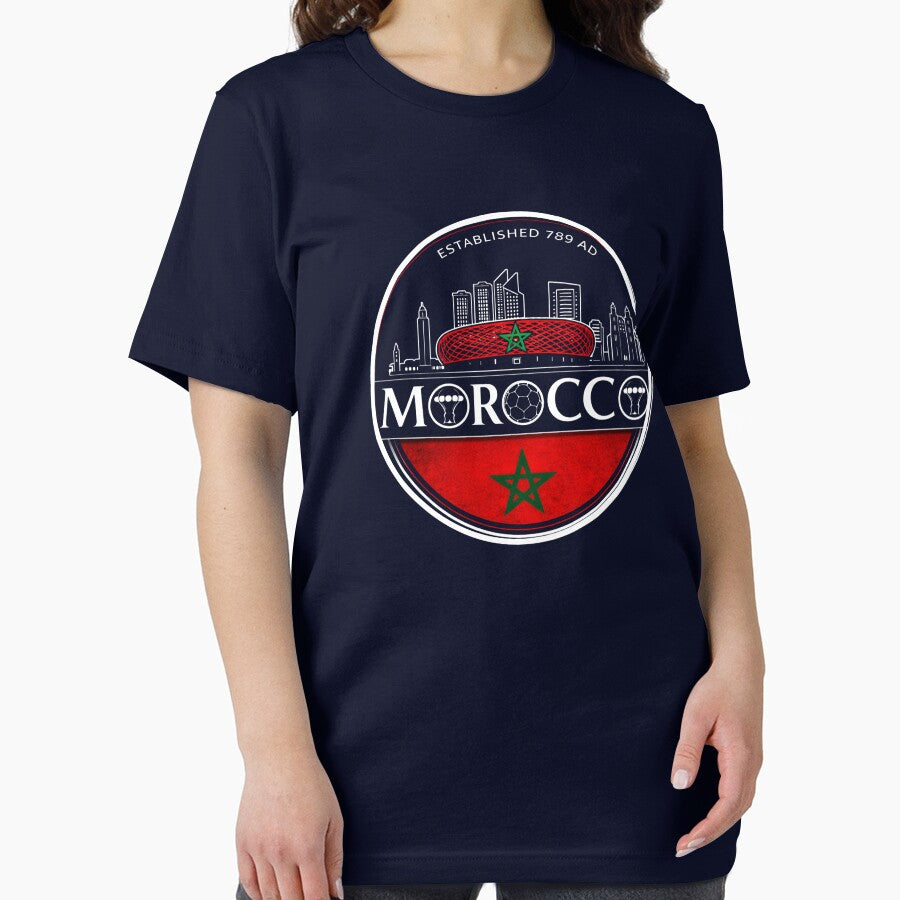 AFCON 2025 Morocco  Atlas Lions Football Emblem  Skyline Stadium by InPrintedWord