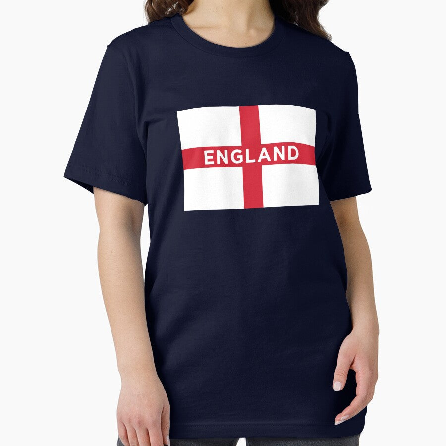 England Flag With Text (On Blue) by STUDIO-72