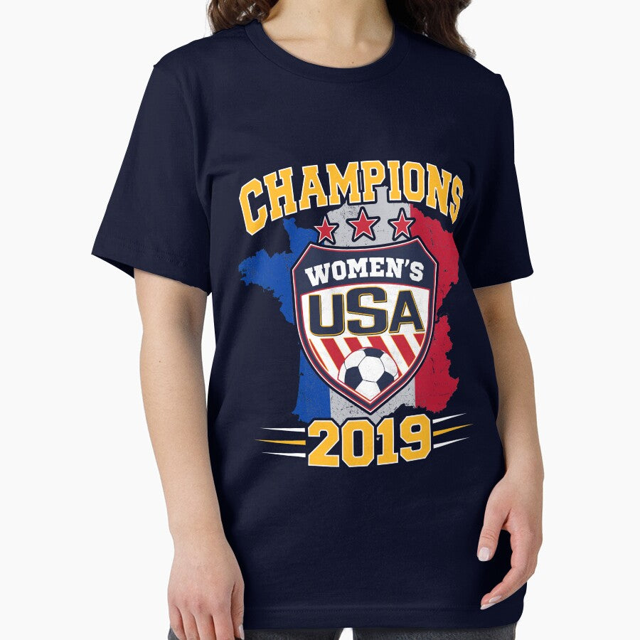 USA World Champions 2019 Women's Soccer Design - France Map on the back by fermo