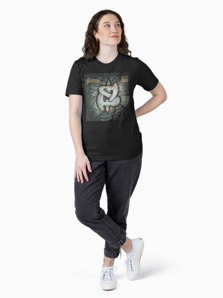 Saxon - Solid Ball of Rock album 1991 Essential T-Shirt Hoodie, Sweatshirt | PureTeeCo.com (Image 4)