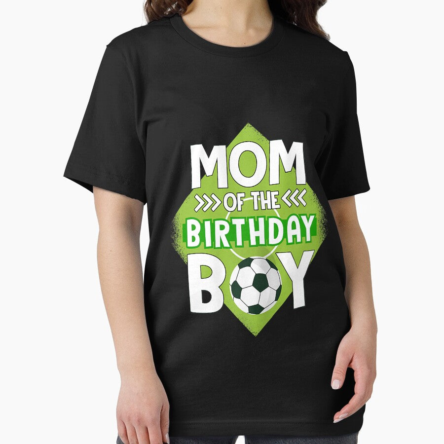 Womens Mom Of The Birthday Boy Soccer Mom Tee For Birthday Boy by Mitzi12312