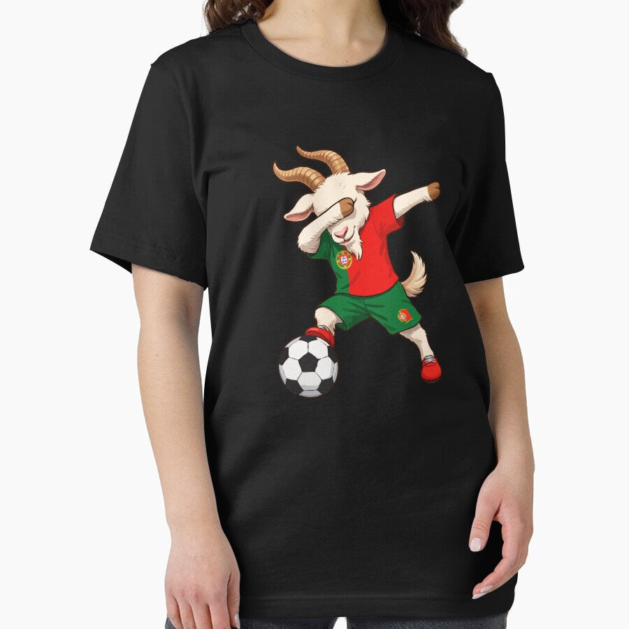 Dabbing Goat Playing Soccer – Funny Football Mascot Portugal Fan Art | World Cup 2026 Vibes by BrainBubbleArt