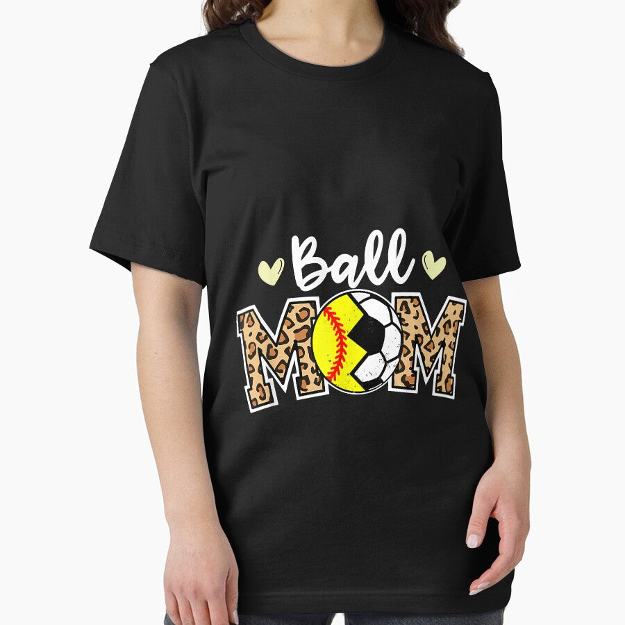 Ball Mom Leopard Funny Soccer Softball Player Mom by Mitzi12312