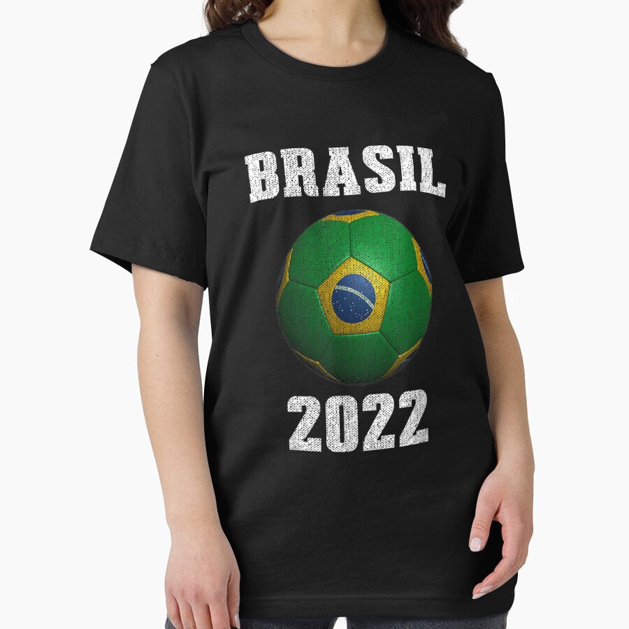 Brasil Flag Soccer Jersey Football Graphic Design T-Shirt by Blue-Rechard
