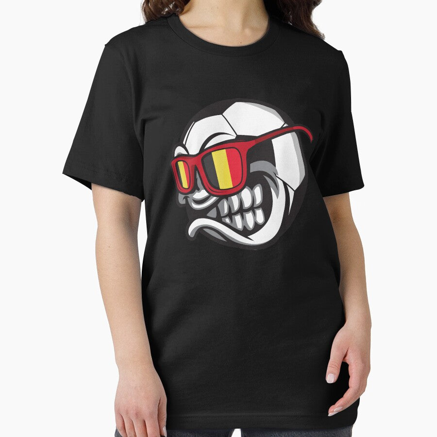 Belgium Angry Soccer Ball with Sunglasses Fan-Shirt by festivalshirt
