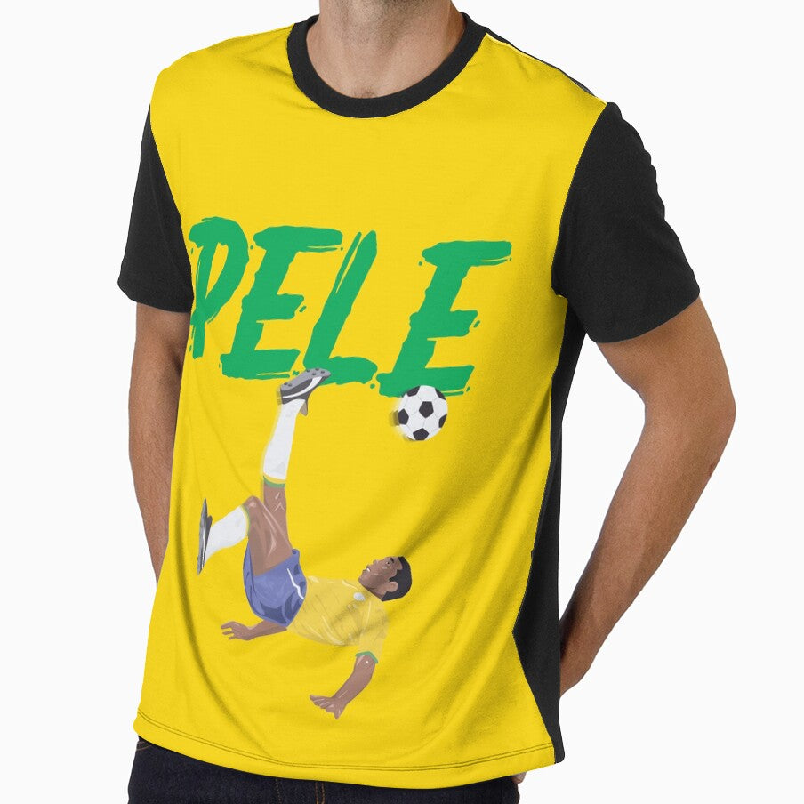 Bicycle Kick - Pele - SOCCER FOOTBALL - BRAZIL - GREEN TEXT version 2 by AMGraphicStudio