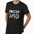 Soccer Dad. Soccer Ball and Black and White Soccer Patterned Letters. (Black Background) by ArtByLM