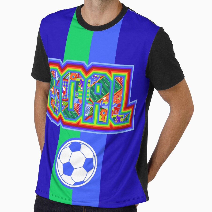 Goal Win Repeat Soccer Winner Vibrant POP Art Ball Pattern Soccer Dad by sofiartmedia